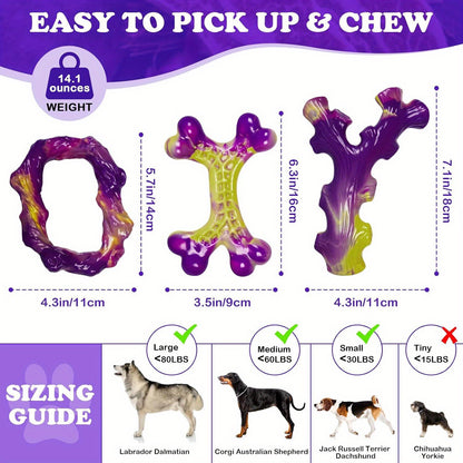 Jouets à mâcher en nylon pour chiens agressifs, lot de 3 jouets à mâcher pour grandes et moyennes races, durables, non toxiques, aucune pile requise