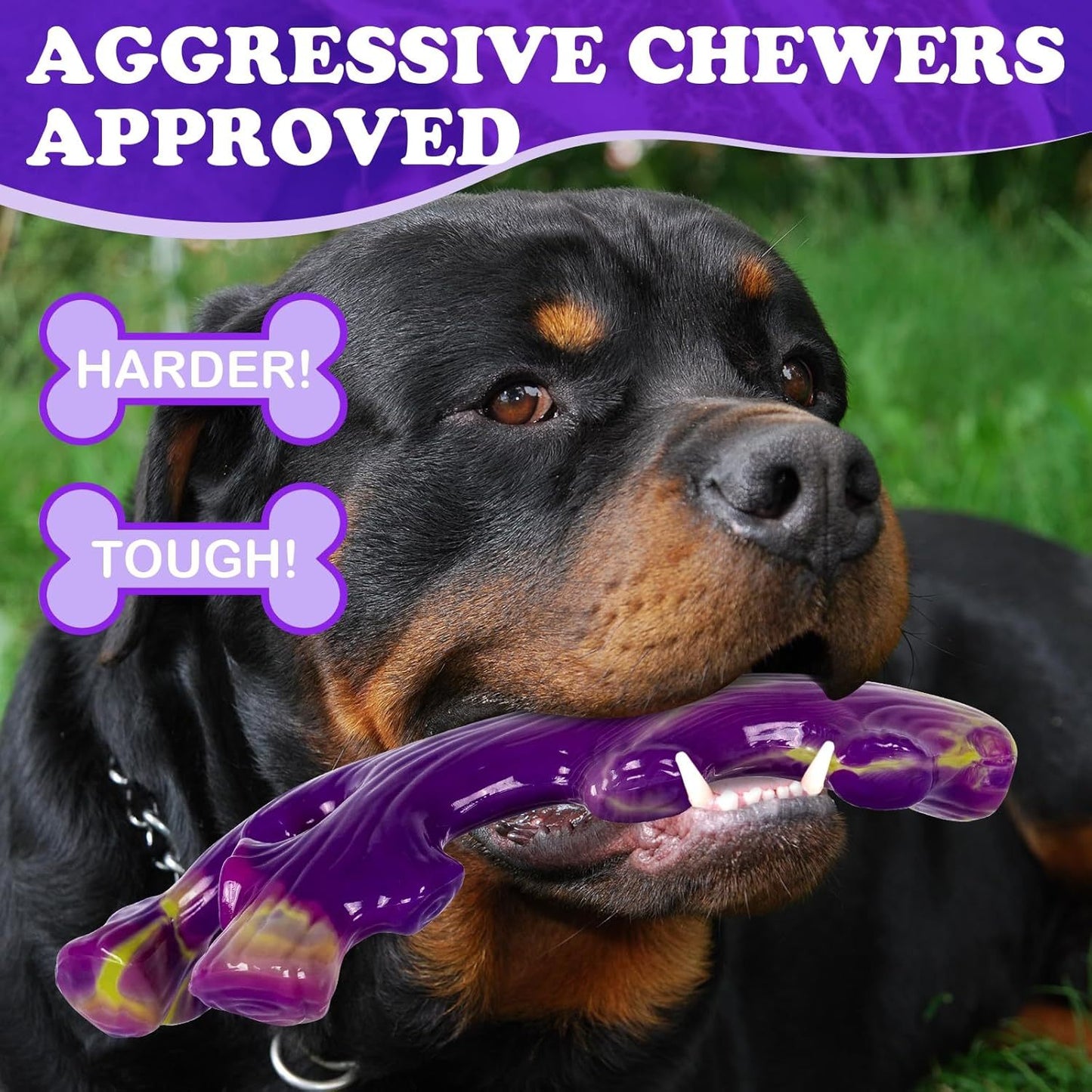 Jouets à mâcher en nylon pour chiens agressifs, lot de 3 jouets à mâcher pour grandes et moyennes races, durables, non toxiques, aucune pile requise