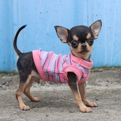 PAIAITE Gilet pour chien côtelé – T-shirt à enfiler 100 % rayonne pour petites races, tenue pour chiot Chihuahua (rose)