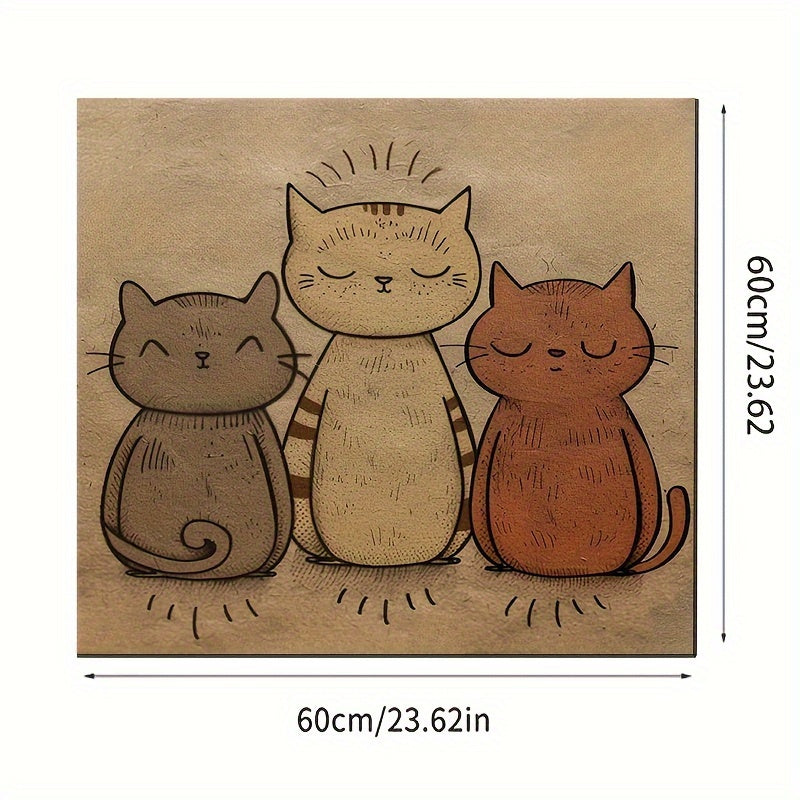 1 tapis d'alimentation pour animaux de compagnie imperméable et résistant à l'huile sur le thème du chat mignon - Set de table en polyester toutes saisons facile à nettoyer pour chats et chiens