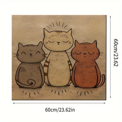 1 tapis d'alimentation pour animaux de compagnie imperméable et résistant à l'huile sur le thème du chat mignon - Set de table en polyester toutes saisons facile à nettoyer pour chats et chiens