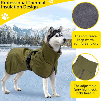 Vestes d'hiver à double couche pour chiens - Manteaux imperméables et chauds pour grands chiens