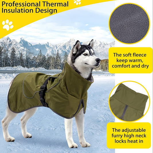 Vestes d'hiver à double couche pour chiens - Manteaux imperméables et chauds pour grands chiens