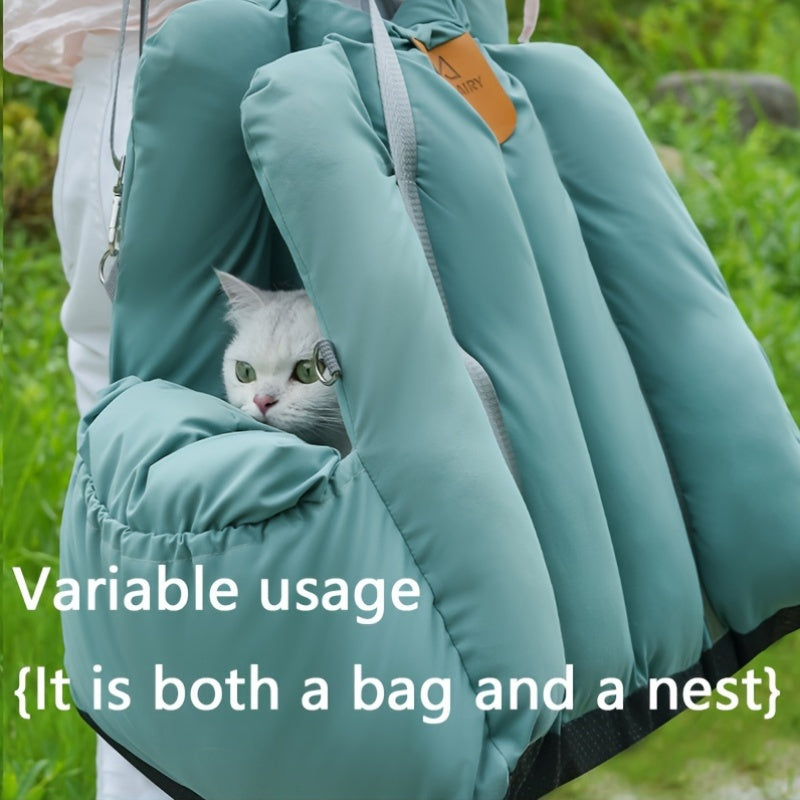 Portable Cat Carrier and Dog Boost Seat, All-Season Windproof and Warm Pet Travel Bed, Waterproof Polyester Car Seat for Small Dogs, Pet Travel Carrier with Adjustable Safety Straps, 11.34 KG Max Load