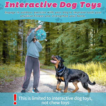 Jouet pour chien avec corde intégrée et ballon de football gonflable pour jouet interactif pour chien, jouet pour chien d'intérieur et d'extérieur, ballon de football bleu lac adapté aux chiens de grande, moyenne et petite taille