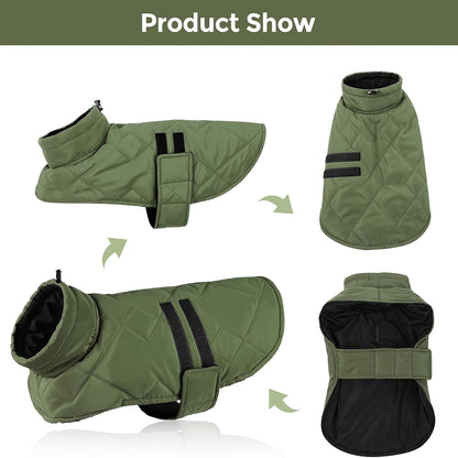 Manteau imperméable pour chien avec tissu tricoté, veste d'hiver remplie de polyester, lavable en machine, bordure réfléchissante, avec attache sécurisée, pour petites, moyennes et grandes races, idéal pour les vêtements d'extérieur automne/hiver
