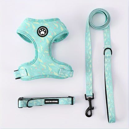 Ensemble harnais et laisse pour chien en tricot toutes saisons – Gilet de poitrine réglable et respirant avec boucle à pression