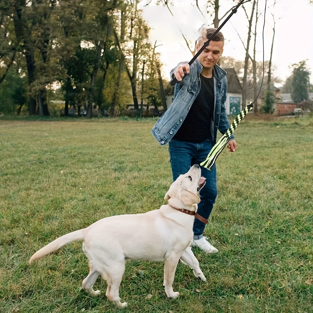 1 baguette rétractable durable pour chien - Jouet à mâcher en mélange résistant aux morsures avec attaches en corde colorées pour races moyennes - Bâton de dressage interactif pour animaux de compagnie, jouets pour chiens