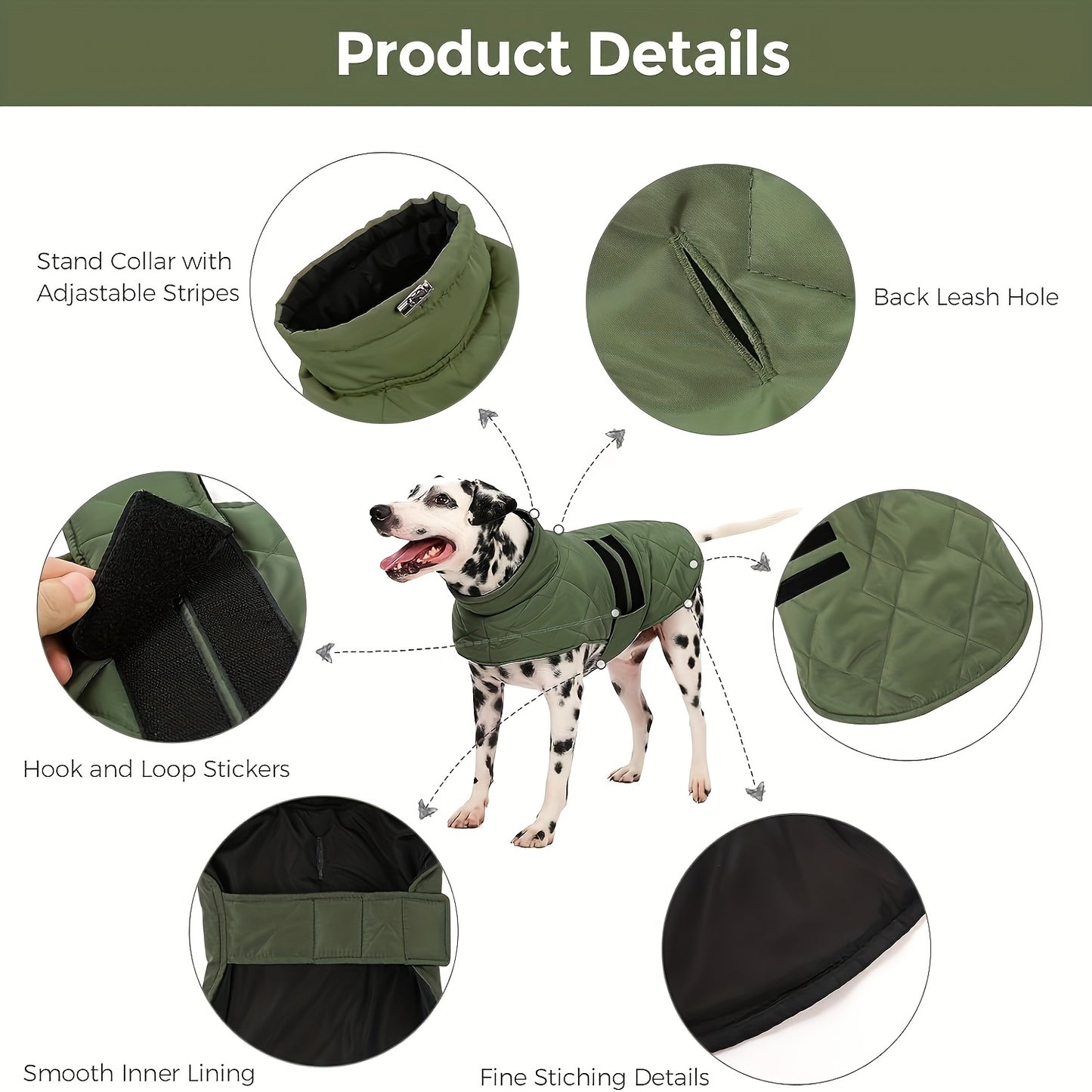 Manteau imperméable pour chien avec tissu tricoté, veste d'hiver remplie de polyester, lavable en machine, bordure réfléchissante, avec attache sécurisée, pour petites, moyennes et grandes races, idéal pour les vêtements d'extérieur automne/hiver