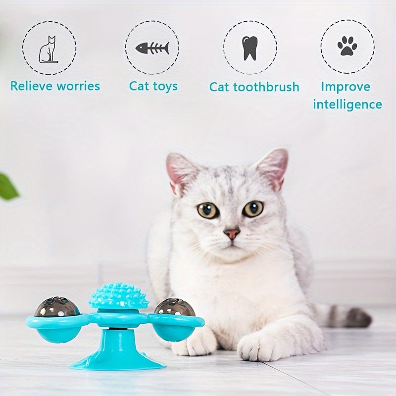 Moulin à vent rotatif pour chat – Jouet interactif et amusant