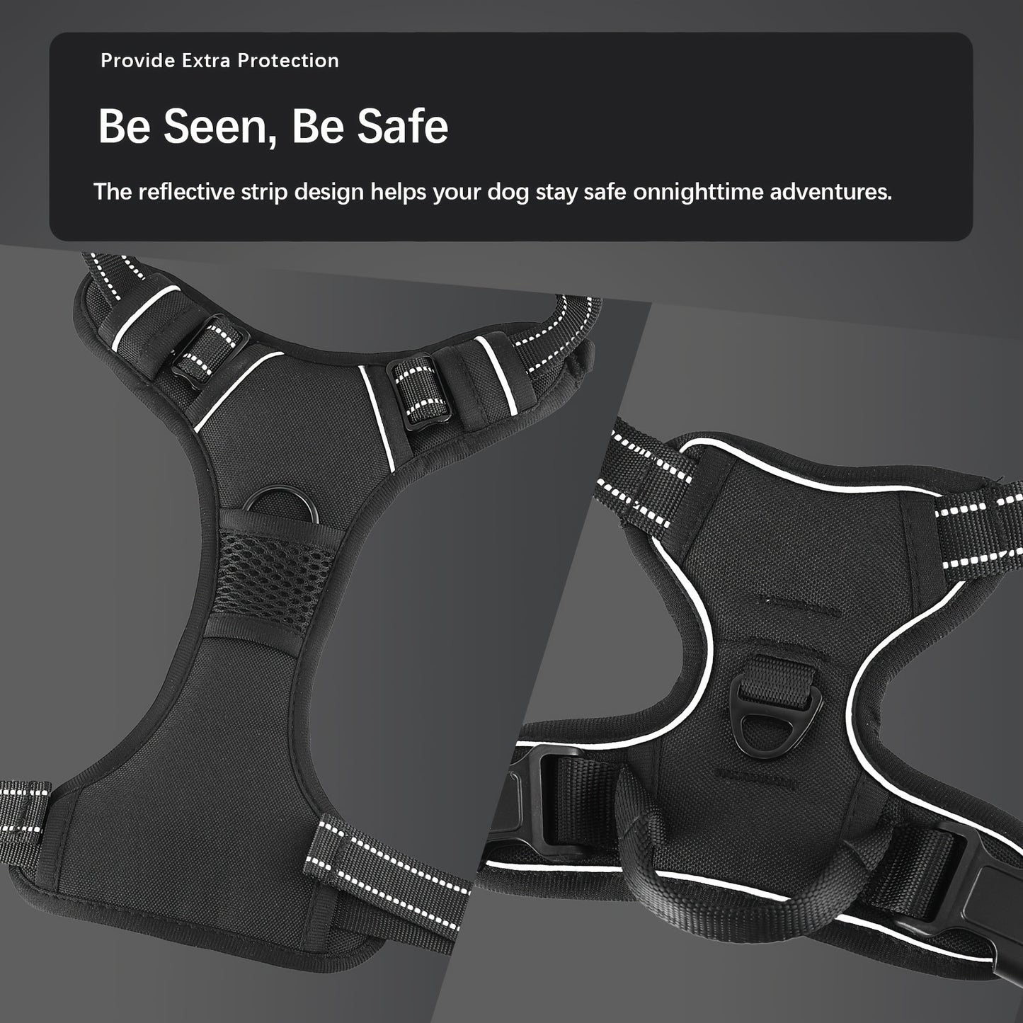 Ensemble de harnais anti-fuite pour chien 3 pièces avec laisse et distributeur de sacs à déjections canines – Réglable, réfléchissant et confortable pour chiens de taille moyenne et grande