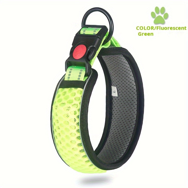 Collier réfléchissant réglable pour chien avec sangle de cou rembourrée – Respirant, à dégagement rapide et sans danger la nuit