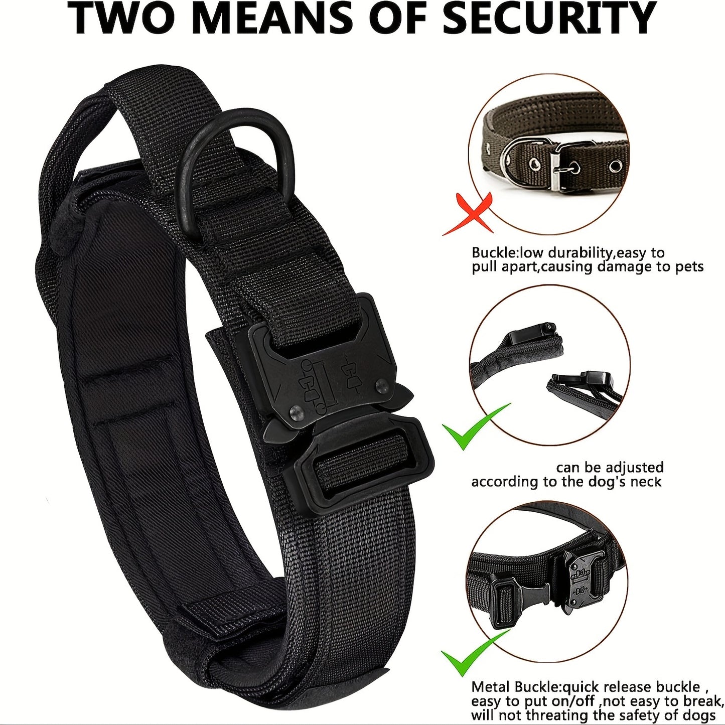 Ensemble collier et laisse tactique pour chien - Robuste et réglable