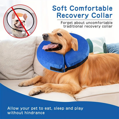 Collier de récupération gonflable en PVC pour animaux de compagnie - Anneau de cou doux et confortable anti-morsure et anti-léchage pour chiens et chats - Facile à mettre et à enlever