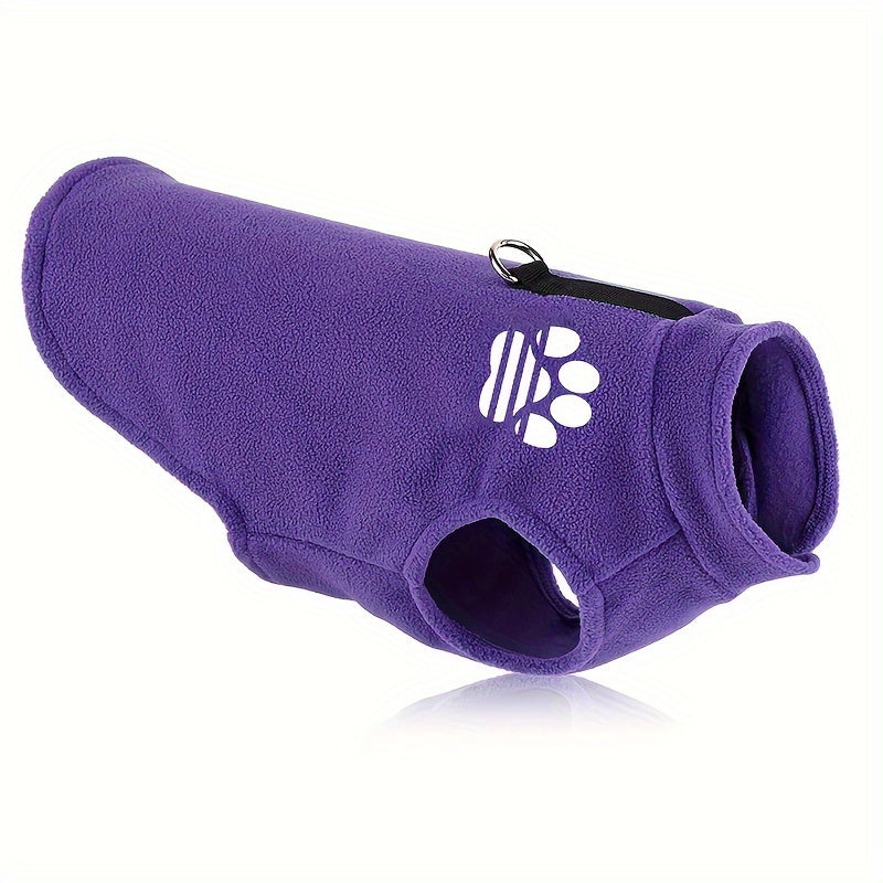 [Leashready Vest] Plush Dog Paw Vest - Cozy Knit Pet Sweater for Small to Extra Small Breeds, Machine Washable, All-Season Comfort in Green, Brown, Purple, Pink with Leash Attachment, Dog Sweater