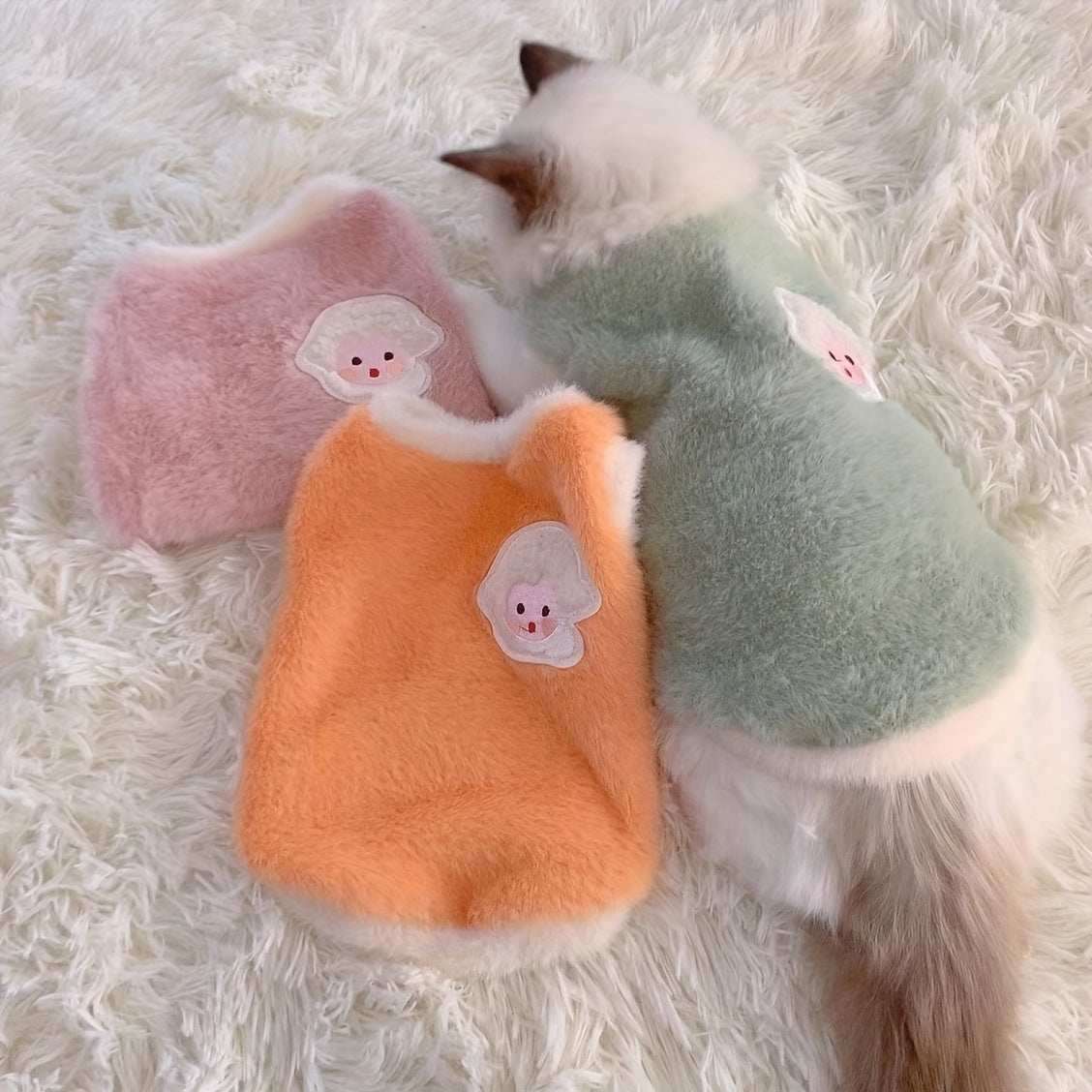 Gilet épais et chaud pour chat adorable – Tenue confortable pour l'automne et l'hiver, empêche la perte de poils 