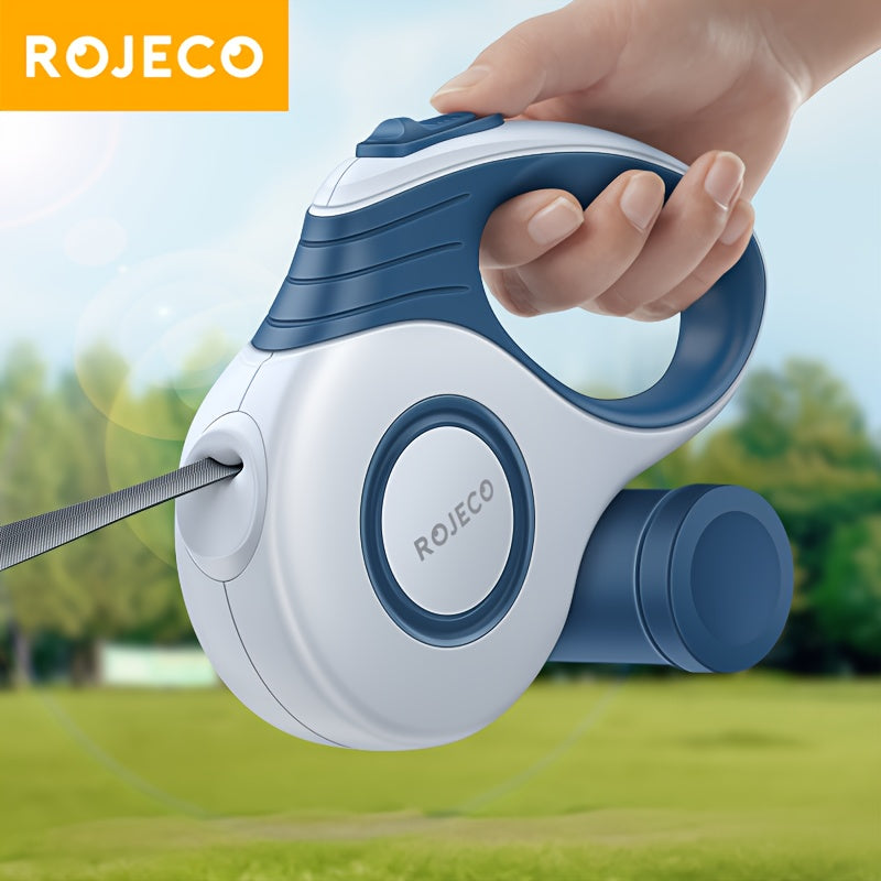 [Choix populaire] Laisse rétractable automatique pour chien ROJECO, corde extensible de 3 m/5 m pour petits et grands chiens, motif géométrique en nylon, accessoire de promenade pour chien non électrique