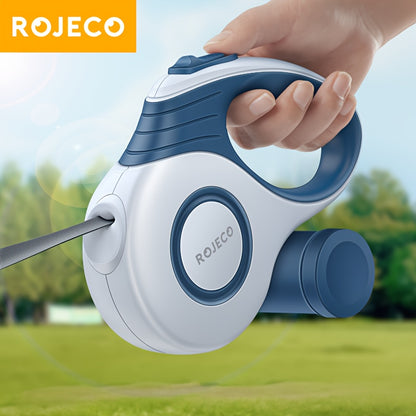 [Choix populaire] Laisse rétractable automatique pour chien ROJECO, corde extensible de 3 m/5 m pour petits et grands chiens, motif géométrique en nylon, accessoire de promenade pour chien non électrique
