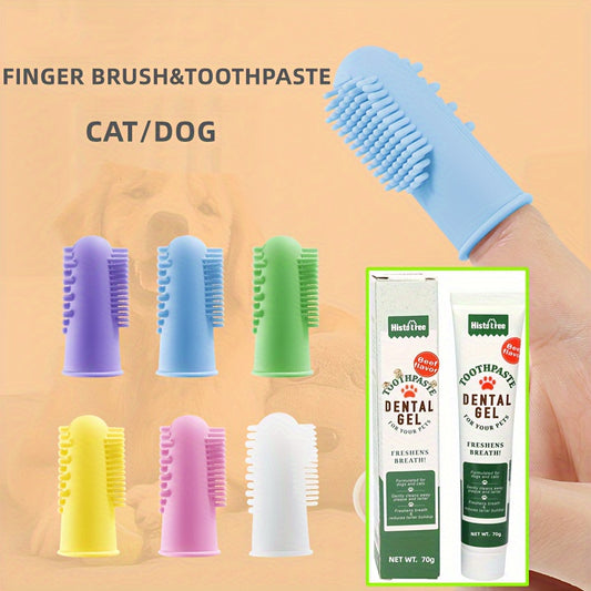 [Beliebte Wahl] 2-teiliges Silikon-Fingerspitzen-Zahnbürsten- und Zahnpasta-Set für Hunde und Katzen – sanfte Mundpflege, nachhaltiges Material