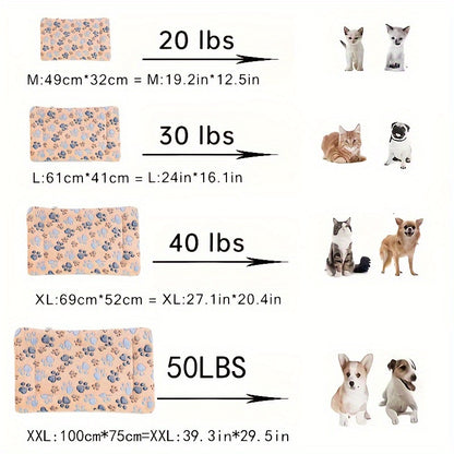 Coussin pour animal de compagnie à motif de pattes de chien au café de dessin animé – Matelas pour chat double couche, confortable et chaud