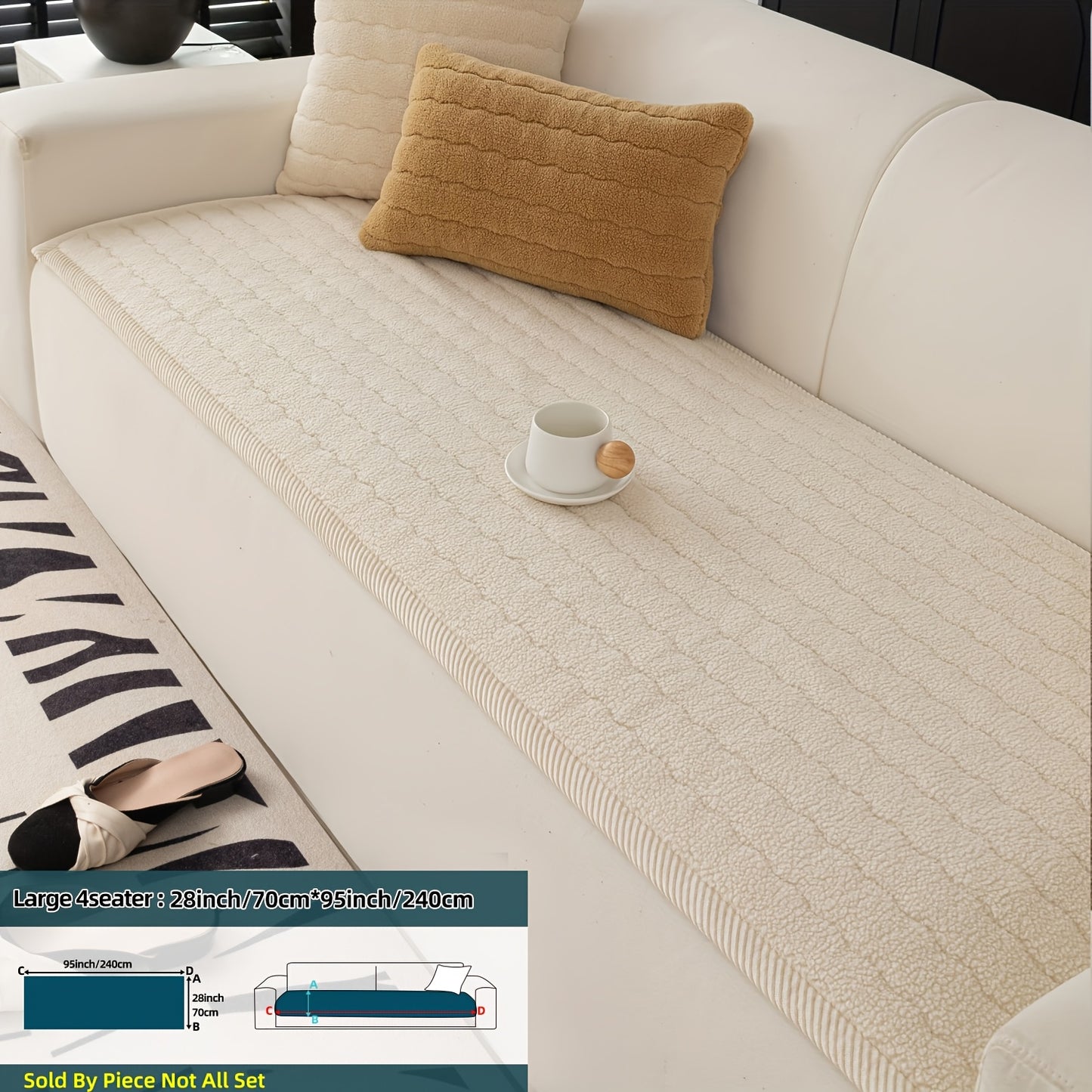 Bohemian Chic Plush Sofa Cover – Pet-Friendly, Non-Slip, Machine Washable Couch Protector