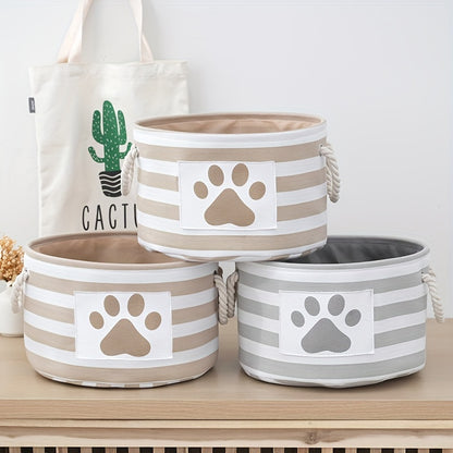 Boîte de rangement pour jouets pour animaux de compagnie - Organisateur d'accessoires pour chiens avec poignée en corde pour jouets, vêtements et produits de nettoyage