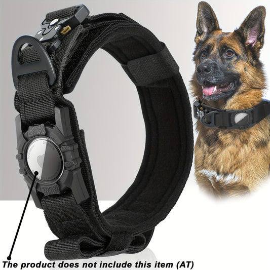 Collier tactique pour chien pour AirTag – Collier en nylon robuste pour chiens de taille moyenne à grande