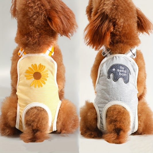 Couches lavables à rayures pour chiens de petite race - Style bande ventrale confortable, culotte menstruelle en polyester toutes saisons pour animaux de compagnie 