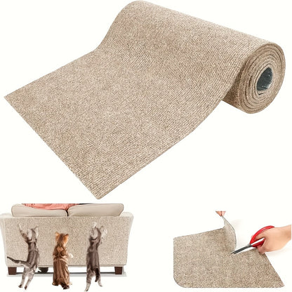1 tapis à gratter de luxe en mélange de laine pour chat - Installation facile, tapis anti-rayures réutilisable pour la protection du canapé et des meubles, matériau en polyester durable, adapté aux chats