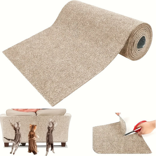 1 tapis à gratter de luxe en mélange de laine pour chat - Installation facile, tapis anti-rayures réutilisable pour la protection du canapé et des meubles, matériau en polyester durable, adapté aux chats