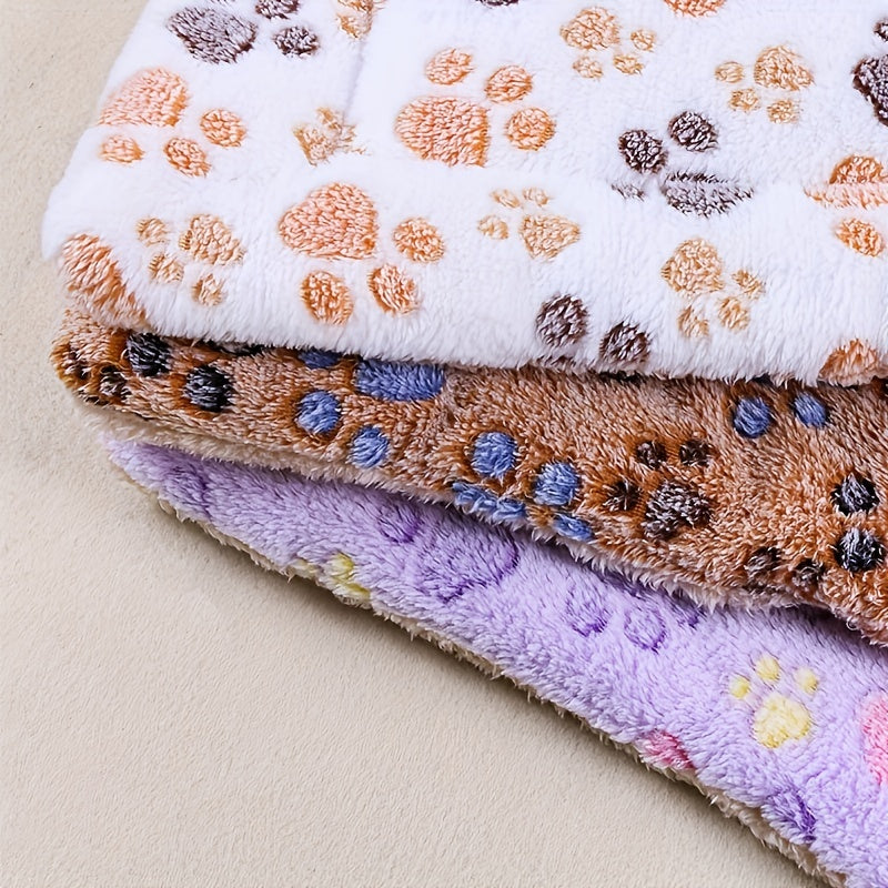 Coussin pour animal de compagnie à motif de pattes de chien au café de dessin animé – Matelas pour chat double couche, confortable et chaud