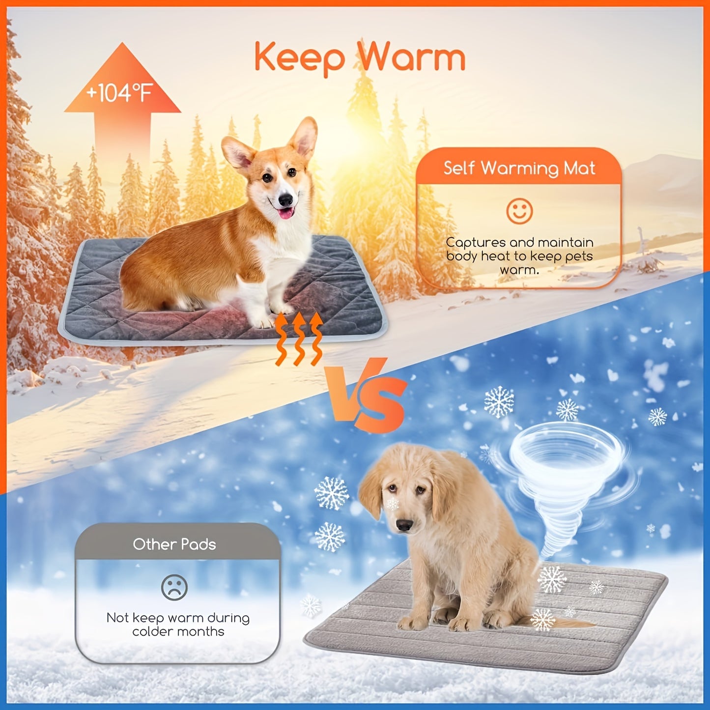 Cozy Self-Warming Pet Mat – Washable Thermal Bed for Dogs & Cats, Anti-Slip, Durable