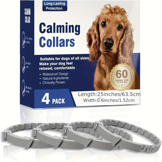 Lot de 4 colliers pour chien aux phéromones - Apaisants, réglables pour toutes les tailles, durent 60 jours, réduisent les comportements indésirables