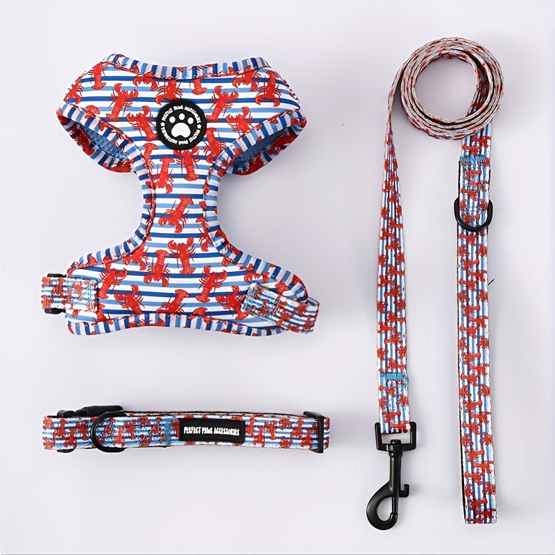 Ensemble harnais et laisse pour chien en tricot toutes saisons – Gilet de poitrine réglable et respirant avec boucle à pression
