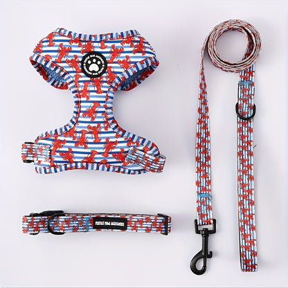Ensemble harnais et laisse pour chien en tricot toutes saisons – Gilet de poitrine réglable et respirant avec boucle à pression