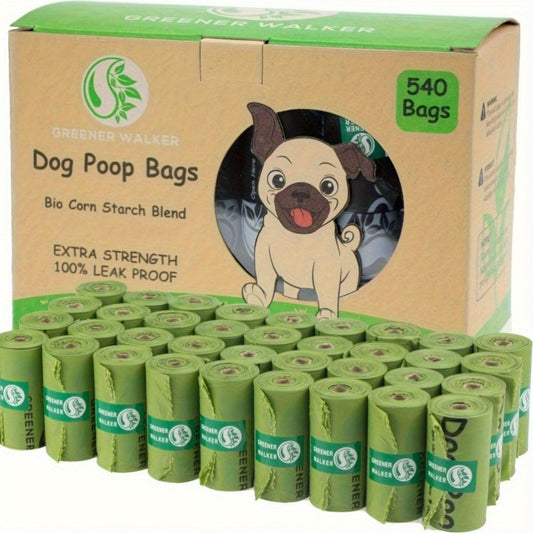 Biodegradable Dog Poop Bags - Extra Strength, Leak-Proof, 540 Linen Bio-Corn Starch Blend Pet Waste Bags for Dogs and Cats, Ideal for Yard Cleanup - 540 Count (9-Month Supply, Assuming 2 Bags Per Day)