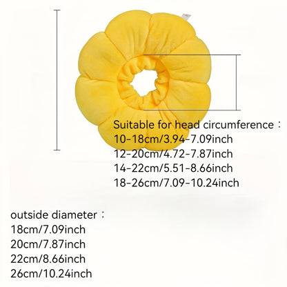 Soft Touch | Verstellbares Sonnenblumen-Halsband für Katzen und kleine Hunde – weiches Polyester, Cartoon-Design, Anti-Leck- und Kratzschutzkegel mit sicherem Schnallenriemen, Haustierhalsband 