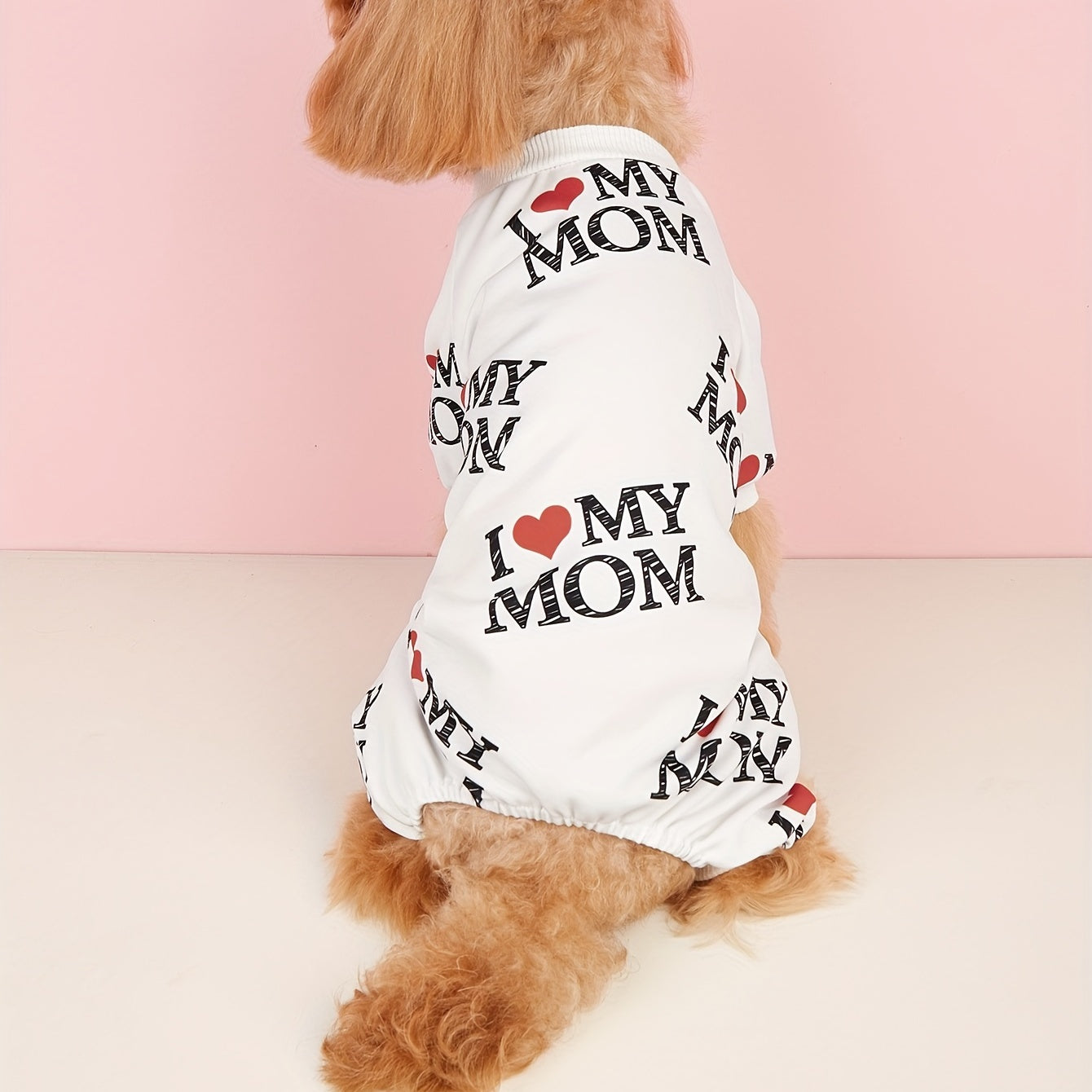 Vêtements d'été pour animaux de compagnie I Love Mom I Love Dad Print Vêtements pour chiens Combinaison pour chiens Pyjama pour chats pour petits, moyens et grands chiens