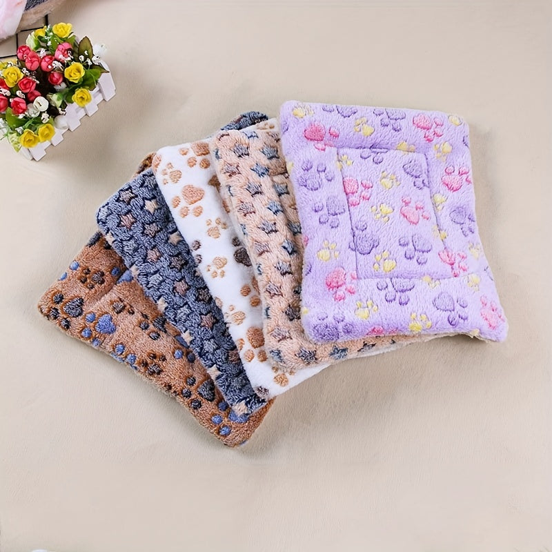 Coussin pour animal de compagnie à motif de pattes de chien au café de dessin animé – Matelas pour chat double couche, confortable et chaud