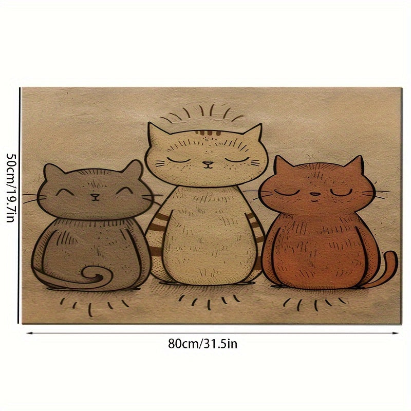 1 tapis d'alimentation pour animaux de compagnie imperméable et résistant à l'huile sur le thème du chat mignon - Set de table en polyester toutes saisons facile à nettoyer pour chats et chiens