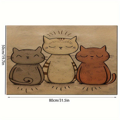 1 tapis d'alimentation pour animaux de compagnie imperméable et résistant à l'huile sur le thème du chat mignon - Set de table en polyester toutes saisons facile à nettoyer pour chats et chiens