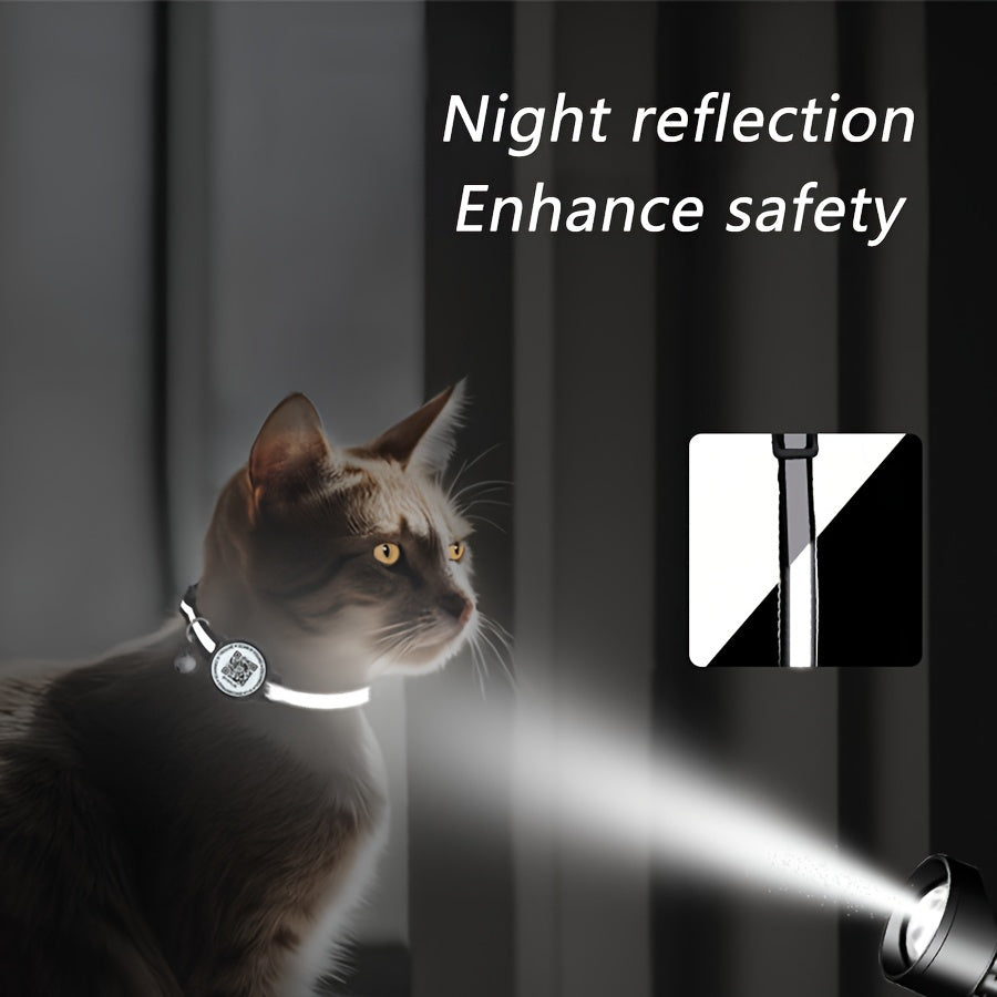 Collier réfléchissant pour animaux de compagnie avec code QR et fonction anti-perte - Haute visibilité la nuit, polyester rayé, idéal pour chats et petits chiens 
