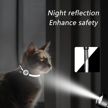 Collier réfléchissant pour animaux de compagnie avec code QR et fonction anti-perte - Haute visibilité la nuit, polyester rayé, idéal pour chats et petits chiens 