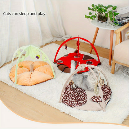 Centre d'activités pour chats avec jouets suspendus – Tente de jeu multifonctionnelle pour un divertissement interactif