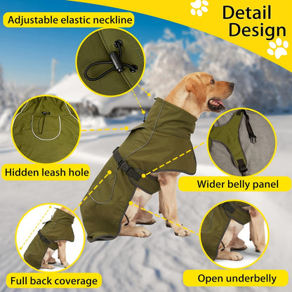 Vestes d'hiver à double couche pour chiens - Manteaux imperméables et chauds pour grands chiens