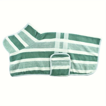 Serviette de bain rayée à séchage rapide pour chien - Peignoir de séchage pour chien en polyester super absorbant et réglable - Parfait pour le bain, les promenades humides et la natation