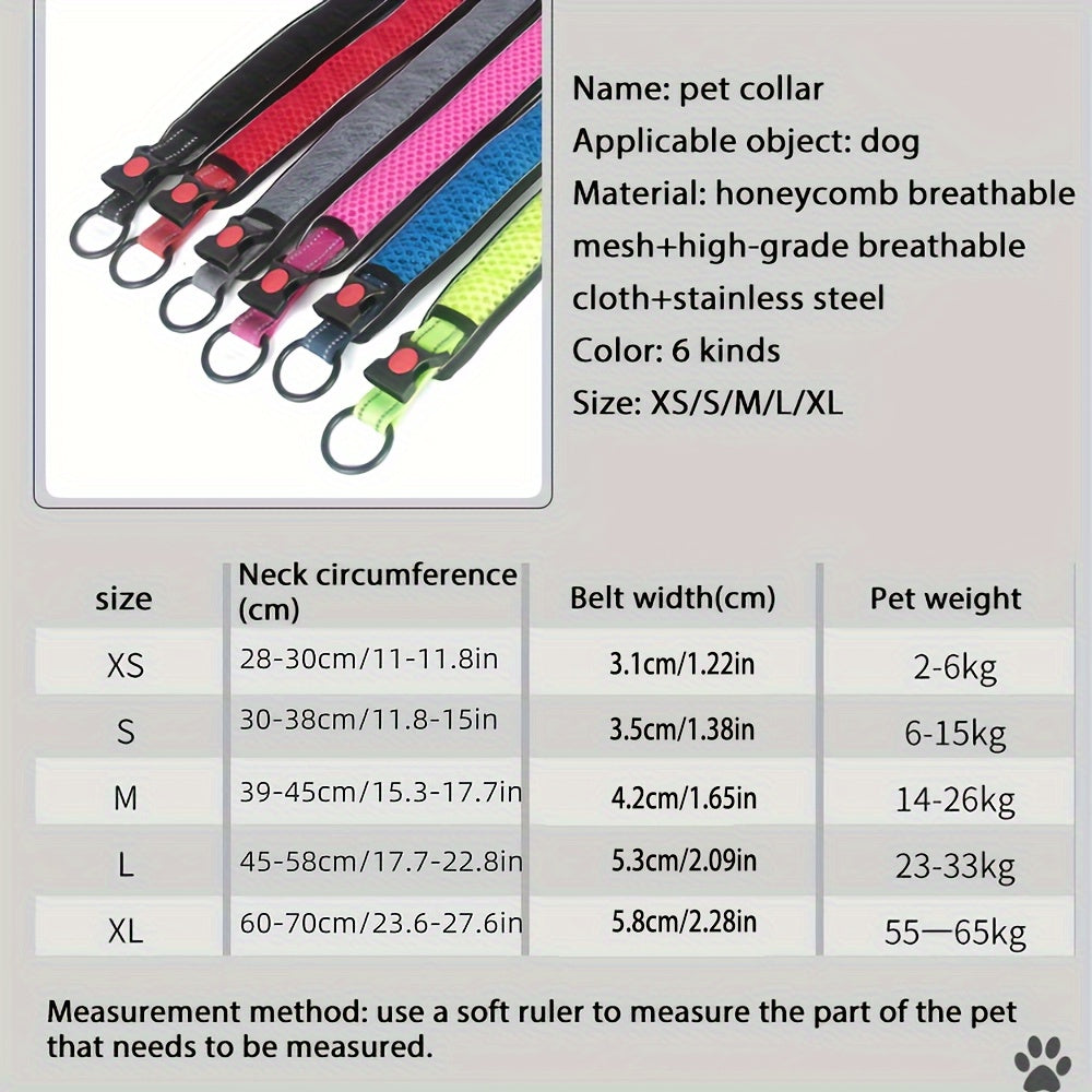 Collier réfléchissant réglable pour chien avec sangle de cou rembourrée – Respirant, à dégagement rapide et sans danger la nuit