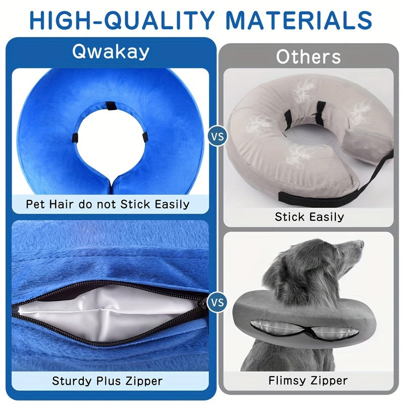 Collier de récupération gonflable en PVC pour animaux de compagnie - Anneau de cou doux et confortable anti-morsure et anti-léchage pour chiens et chats - Facile à mettre et à enlever