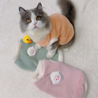 Gilet épais et chaud pour chat adorable – Tenue confortable pour l'automne et l'hiver, empêche la perte de poils 