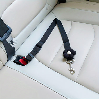 Ceinture de sécurité réglable pour animaux de compagnie – Polyester durable avec jolie breloque en forme de fleur pour la sécurité des chiens et des chats